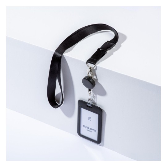 Kit porta credencial + cordón + retráctil negro R4828HB-1