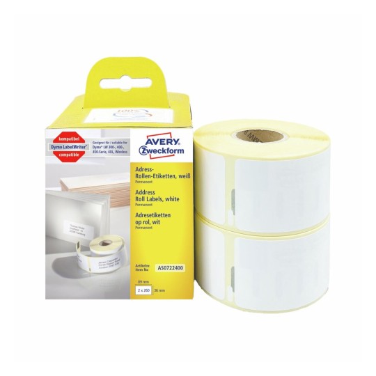 Etiquetas para sobres y paquetes en rollo AS0722400 Contenido: 520 Etiquetas / 2 Rollo