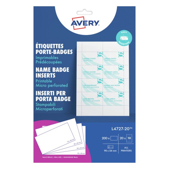 Cartulinas de papel para portanombres L4727-20