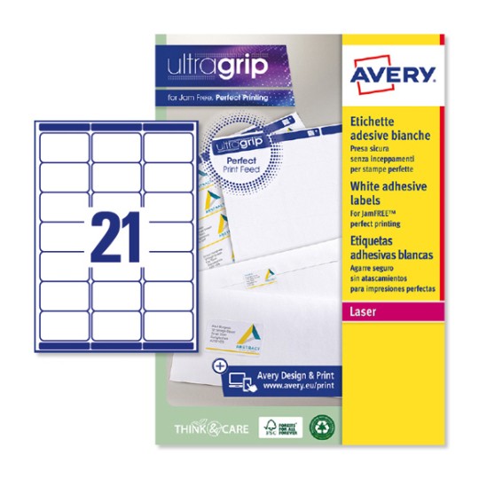Etiquetas adhesivas blancas Ultragrip L7160-250 Contenido: 5250 Etiquetas / 250 Hoja