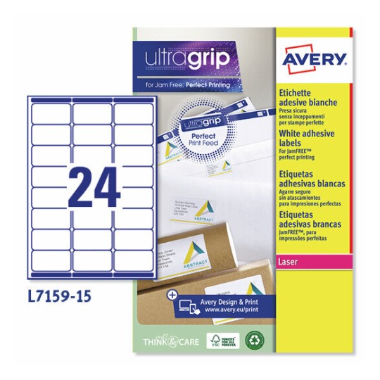 Etiquetas adhesivas blancas Ultragrip L7159-15 Contenido: 360 Etiquetas / 15 Hoja