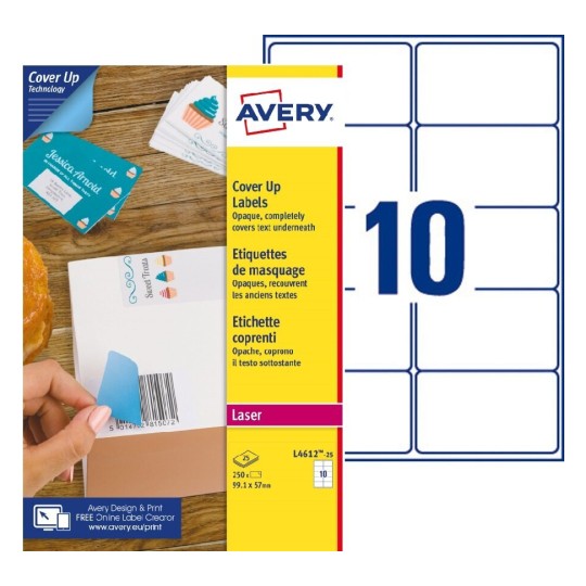 Etiquetas adhesivas en papel cubriente BlockOUT™ L4612-25 Contenido: 250 Etiquetas / 25 Página