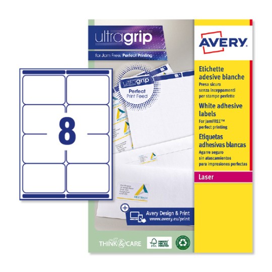Etiquetas adhesivas blancas Ultragrip L7165-250 Contenido: 2000 Etiquetas / 250 Hoja