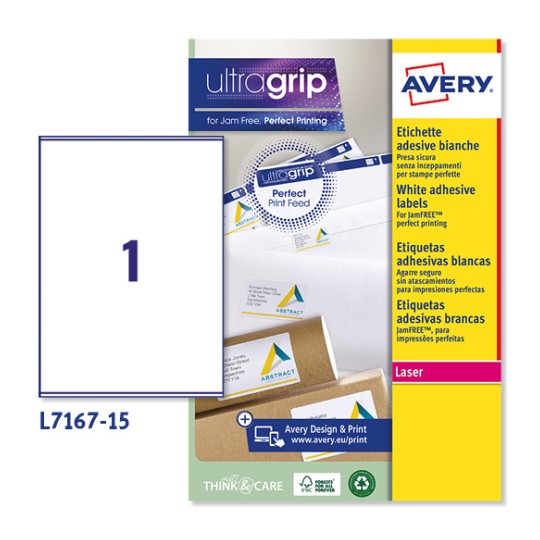 Etiquetas adhesivas blancas Ultragrip L7167-15 Contenido: 15 Etiquetas / 15 Hoja