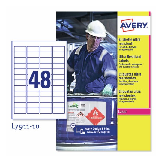 Etiquetas en polietileno blanco L7911-10 Contenido: 480 Etiquetas / 10 Hoja