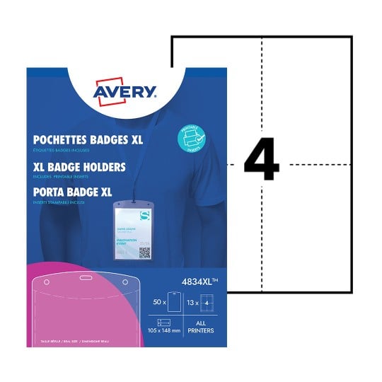 Portanombres A6 en plástico 4834XL Contenido: 50 Identificativos adhesivos / 52 Inserciones
