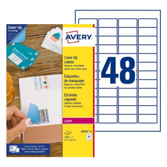 Etiquetas adhesivas en papel cubriente BlockOUT™ L4614-25 Contenido: 1200 Etiquetas / 25 Página
