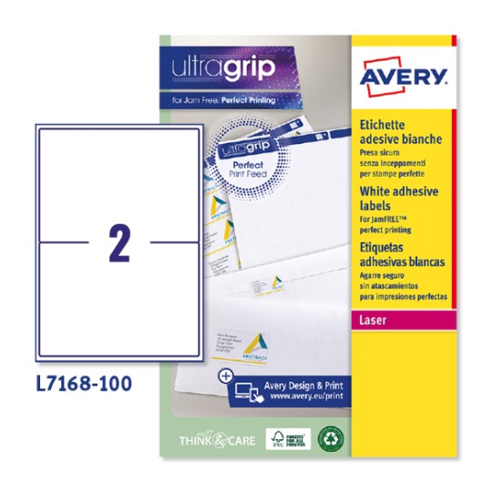 Etiquetas adhesivas blancas Ultragrip L7168-100 Contenido: 200 Etiquetas / 100 Hoja