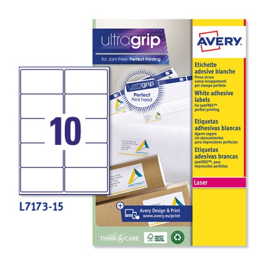 Etiquetas adhesivas blancas Ultragrip L7173-15 Contenido: 150 Etiquetas / 15 Hoja