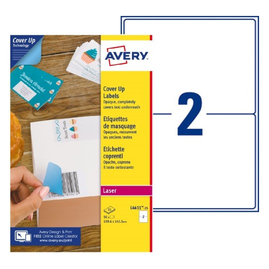 Etiquetas adhesivas en papel cubriente BlockOUT™ L4611-25 Contenido: 50 Etiquetas / 25 Página