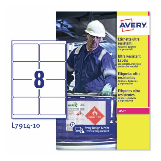 Etiquetas en polietileno blanco L7914-10 Contenido: 80 Etiquetas / 10 Hoja