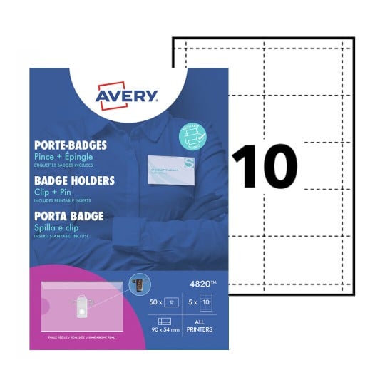 Portanombres Combi con clip y broche 4820 Contenido: 50 Identificativos adhesivos / 50 Inserciones