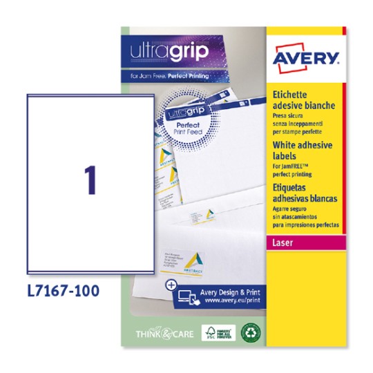 Etiquetas adhesivas blancas Ultragrip L7167-100 Contenido: 100 Etiquetas / 100 Hoja