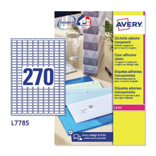 Etiquetas adhesivas trasparentes brillante L7785-25 Contenido: 6750 Etiquetas / 25 Página