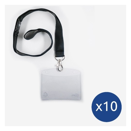 En la imagen hay un collar con una funda transparente para identificar. Se muestra un total de 10 unidades.