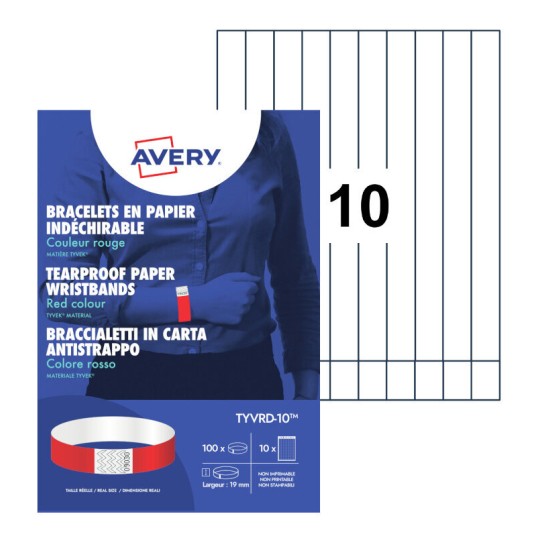 Pulseras de identificación en Tyvek® TYVRD-50 Contenido: 500 Bracelets / 50 Hojas
