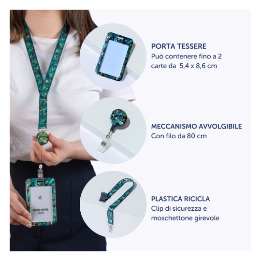 Kit porta credencial + cordón + retráctil tropical R4828HT-1