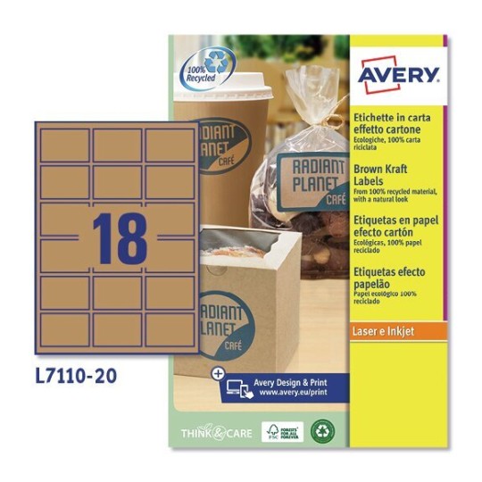 Etiquetas adhesivas en papel kraft L7110-20 Contenido: 360 Etiquetas / 20 Hoja