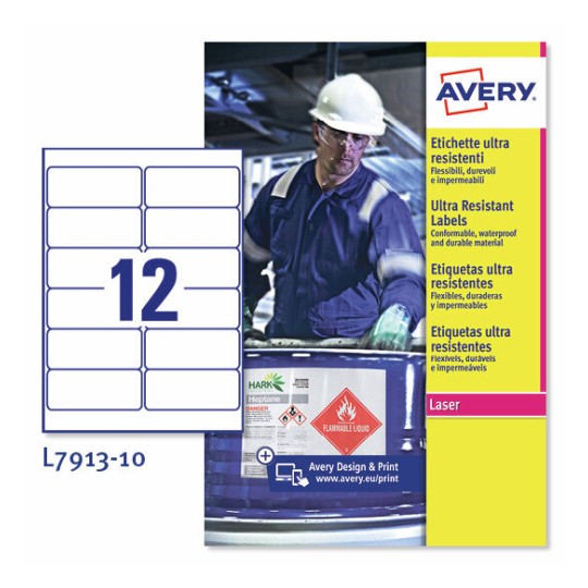 Etiquetas en polietileno blanco L7913-10 Contenido: 120 Etiquetas / 10 Hoja