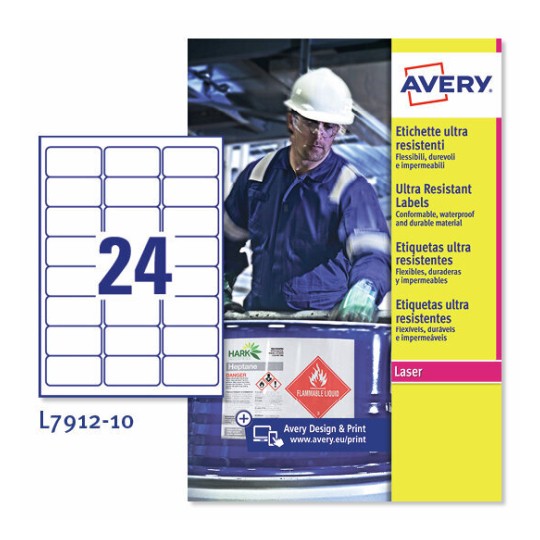 Etiquetas en polietileno blanco L7912-10 Contenido: 240 Etiquetas / 10 Hoja