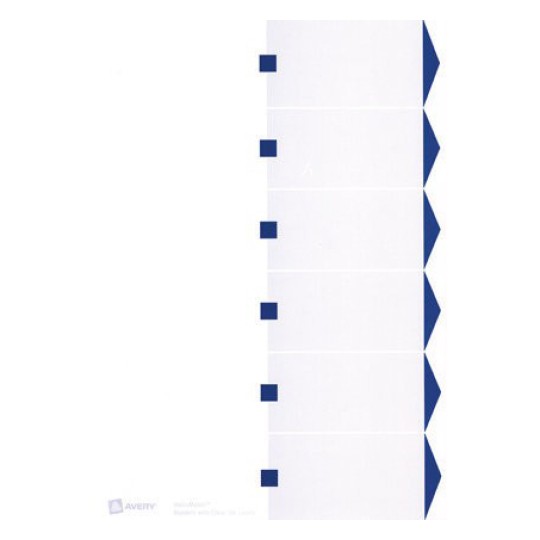 hoja blanca con 6 etiquetas adhesivas rectangulares de indice