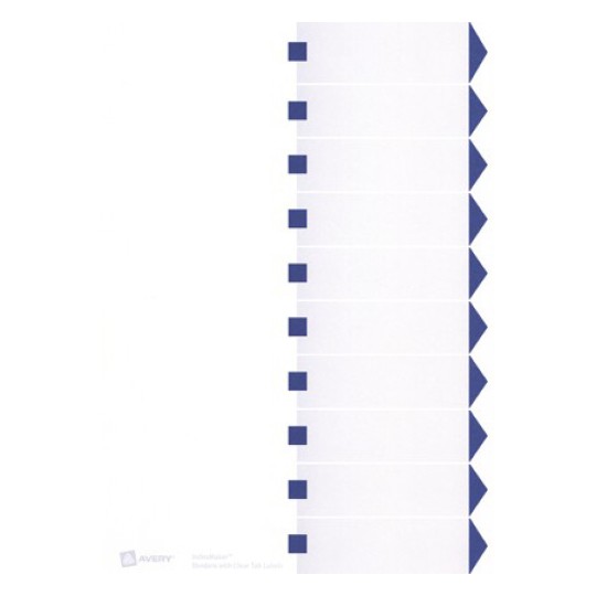 hoja blanca con 10 etiquetas adhesivas rectangulares de indice