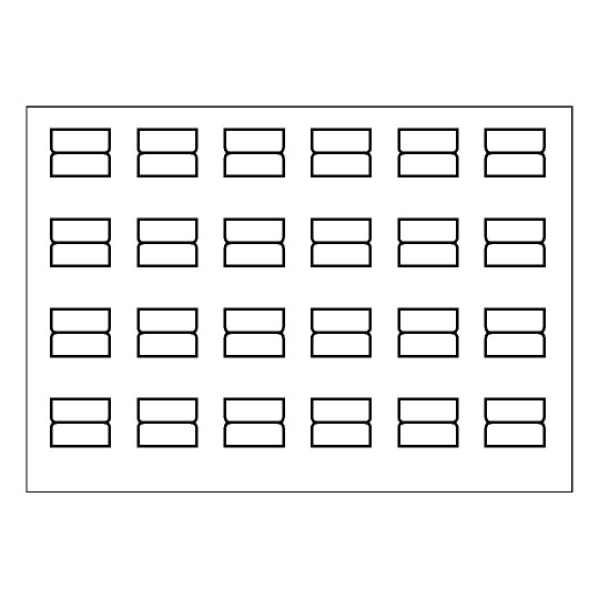 hoja blanca con 24 etiquetas adhesivas rectangulares