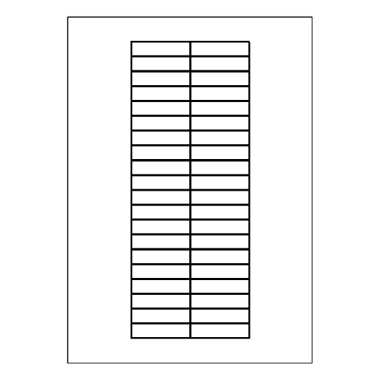 Hoja blanca con 20 etiquetas adhesivas rectangulares  