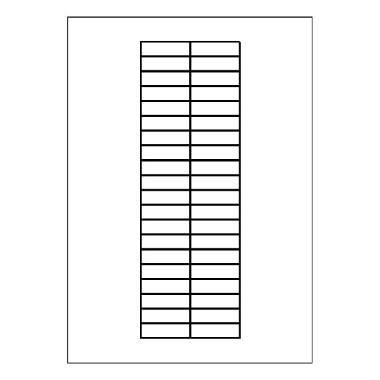 hoja blanca con 40 etiquetas adhesivas rectangulares .