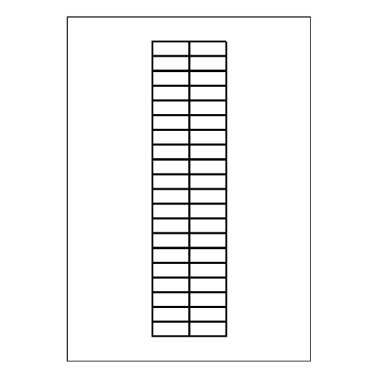 hoja blanca con 40 etiquetas adhesivas rectangulares.