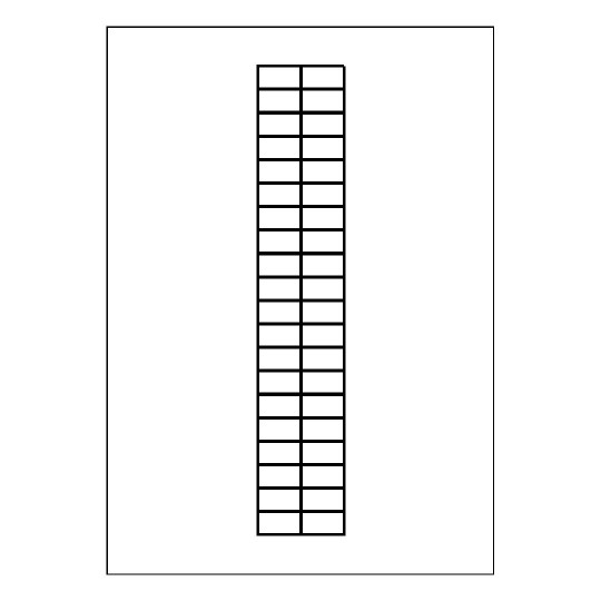 hoja blanca con 40 etiquetas adhesivas rectangulares.