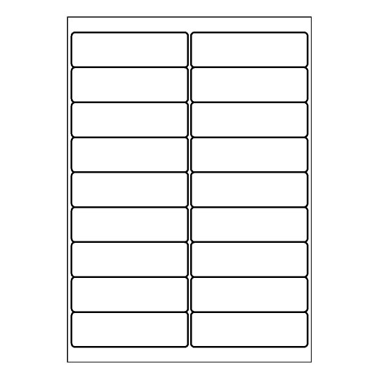Hoja blanca con 18 etiquetas adhesivas rectangulares de 100x30 mm
