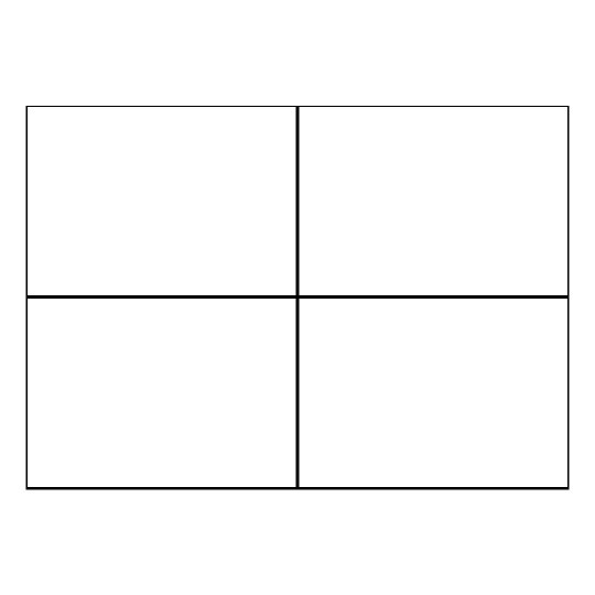 Hoja blanca con 4 etiquetas adhesivas rectangulares de 105x148 mm