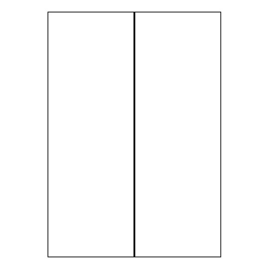 Hoja blanca con 2 etiquetas adhesivas rectangulares de 105x297mm