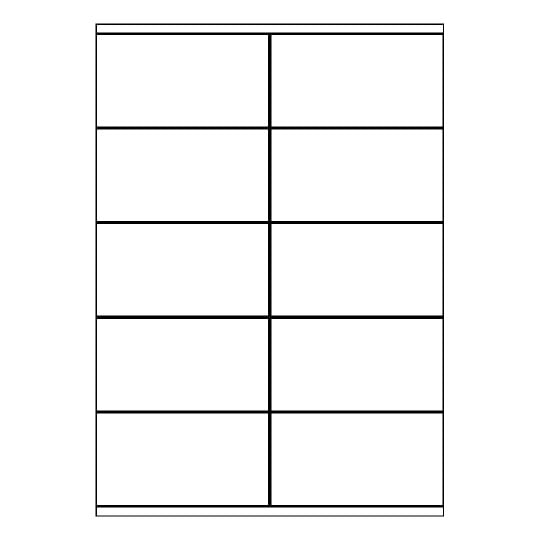 Hoja blanca con 10 etiquetas adhesivas rectangulares de 105x57 mm