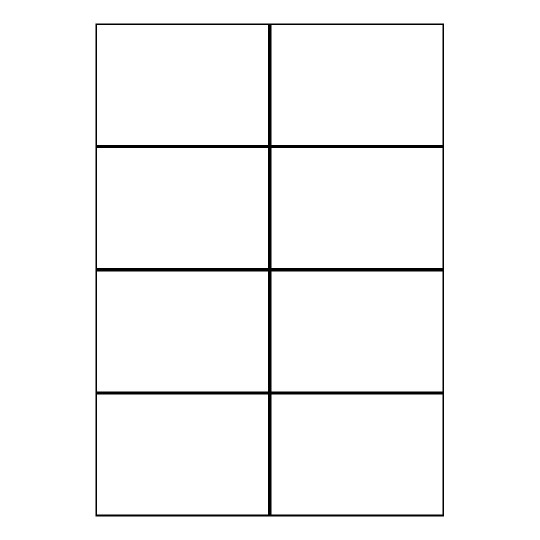 Hoja blanca con 8 etiquetas adhesivas rectangulares de 105x74 mm