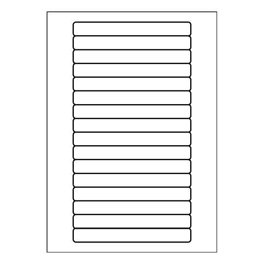 Hoja blanca con 16 etiquetas adhesivas rectangulares de 147x17 mm