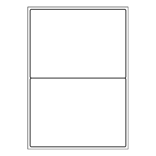 Hoja blanca con 2 etiquetas adhesivas rectangulares de 200x144 mm