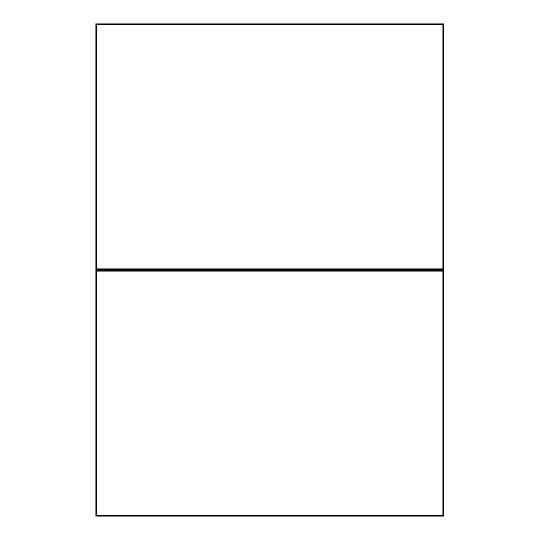 Hoja blanca con 2 etiquetas adhesivas rectangulares de 210x148 mm