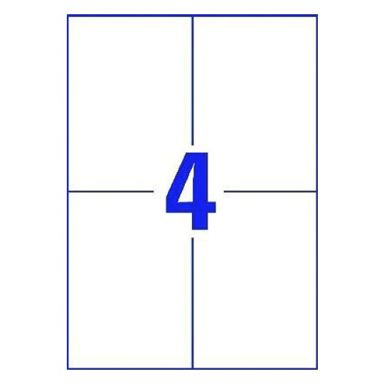 Hoja blanca con 4 etiquetas adhesivas rectangulares