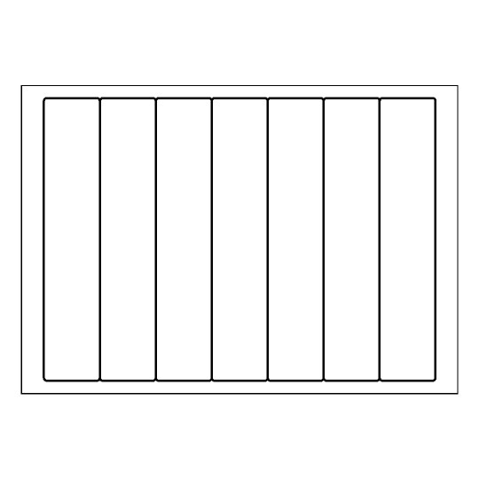 Hoja blanca con 7 etiquetas adhesivas rectangulares de 38x192mm