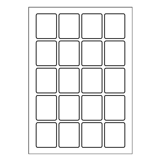 Hoja blanca con 20 etiquetas adhesivas rectangulares de 41x50mm