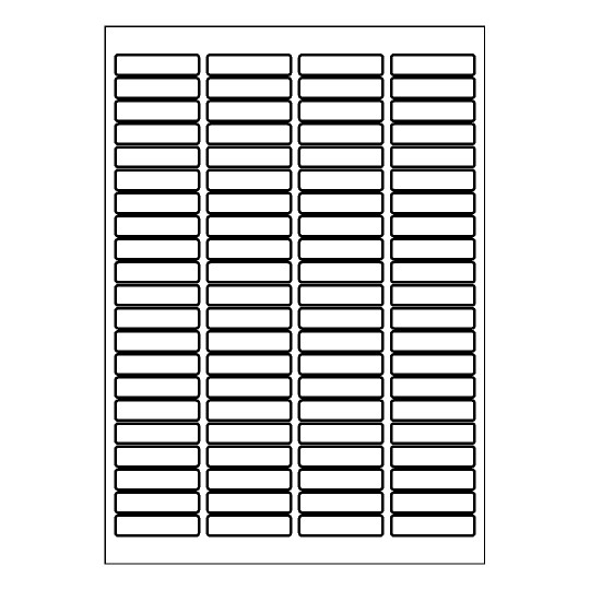 Hoja blanca con 84 etiquetas adhesivas rectangulares 46x11mm