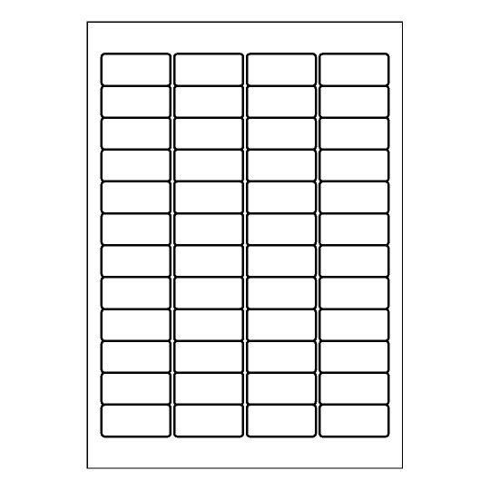 Hoja blanca con 48 etiquetas adhesivas rectangulares 46x21mm