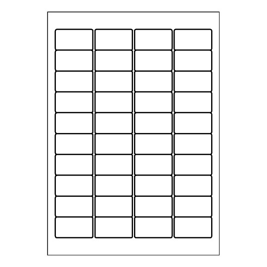Hoja blanca con 40 etiquetas adhesivas rectangulares de 46x25mm
