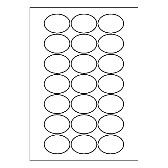 Hoja blanca con 21 etiquetas adhesivas ovaladas 50x37mm