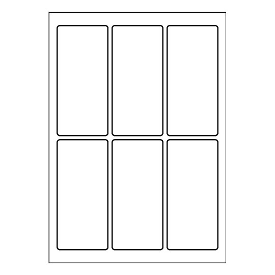 Hoja blanca con 6 etiquetas adhesivas rectangulares de 60x130mm