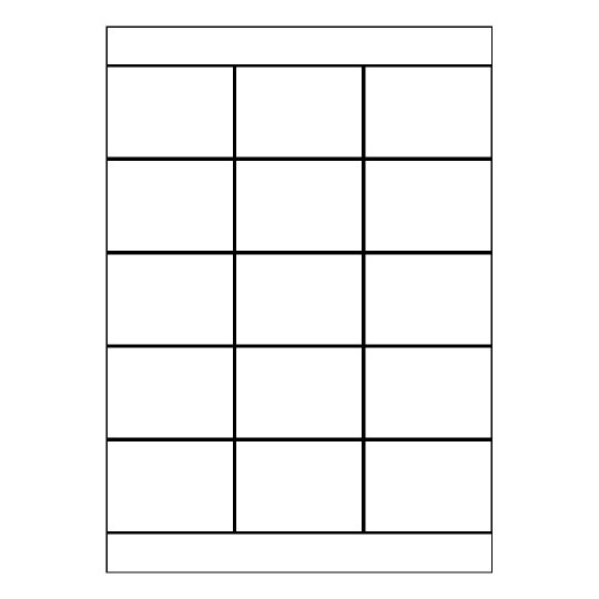 Hoja blanca con 15 etiquetas adhesivas rectangulares de 70x51mm