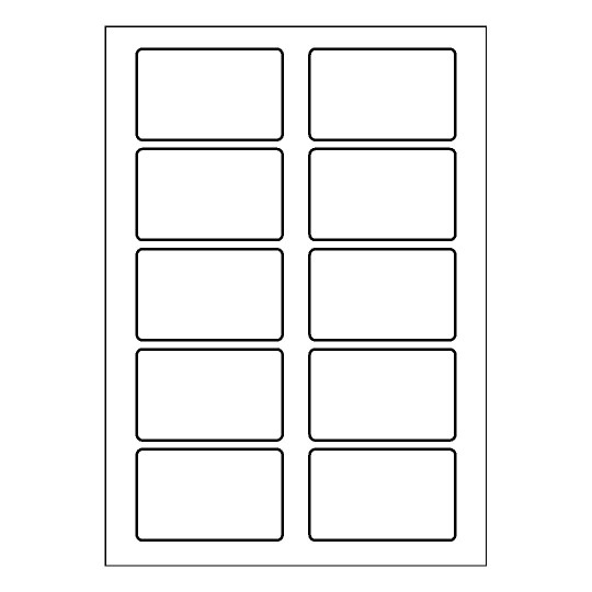 Hoja blanca con 10 etiquetas adhesivas rectangulares de 80x50mm