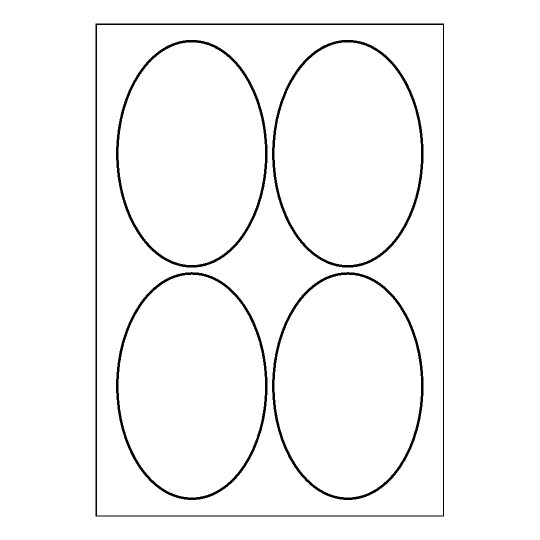 Hoja blanca con 4 etiquetas adhesivas ovaladas 90x136mm